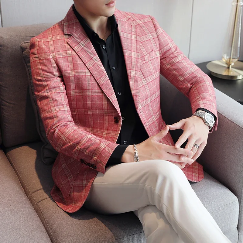 2024 New High-end Men's Two-button Suit Fashion Matching Handsome Casual Dating Slim Suit Single West Coat  Gucci Blazer Men