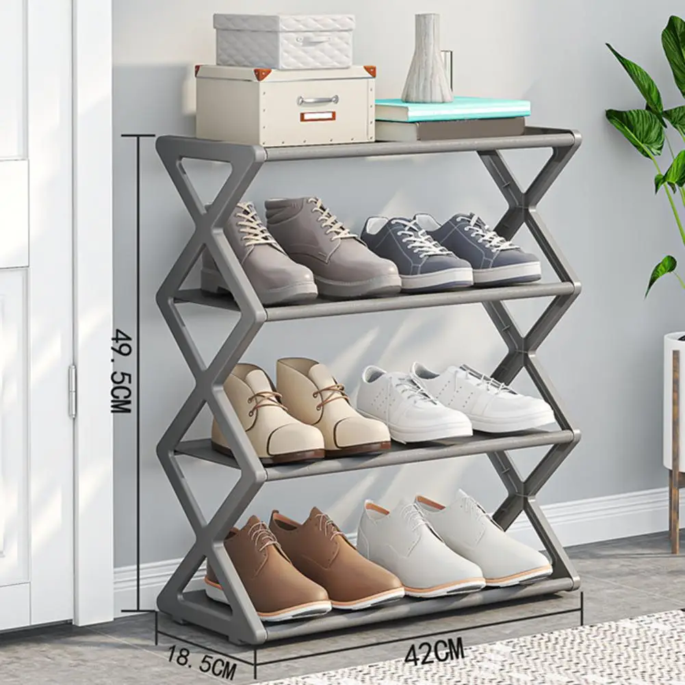 4 Tiers Plastic Shoe Storage Rack Detachable Structure Closet Entryway Shoe Shelf Bedroom Organizer Free Standing Shoe Holder