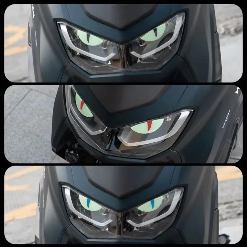 Par de pegatinas luminosas de ojo de diablo para coche, motocicleta, vehículo eléctrico, calcomanía reflectante, pegamento de goteo, estilo impermeable, brillo nocturno, 7x25cm