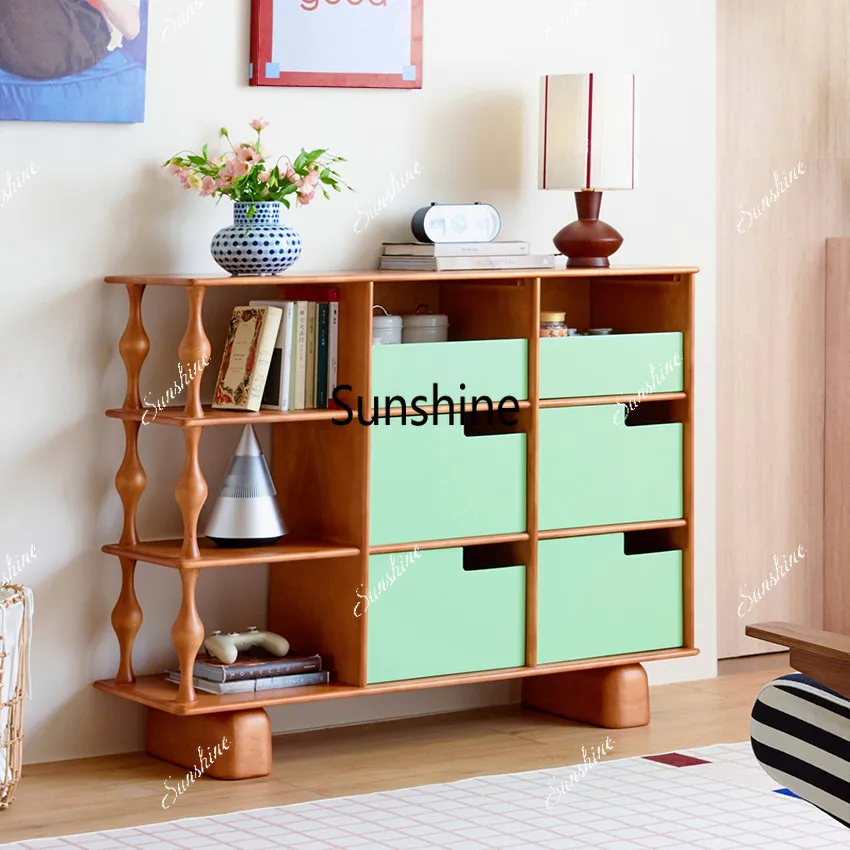 

Used solid wood side cabinet, living room storage drawer cabinet, multifunctional sideboard