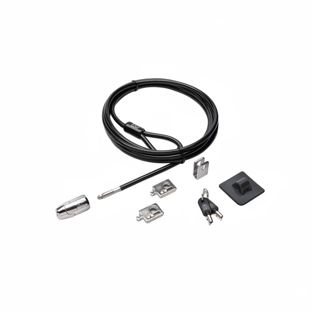 Kensington K64424WW Kit de travamento de periféricos de mesa de 8 pés 20 - Preto - Fechadura com chave - Aço carbono - Para computador desktop