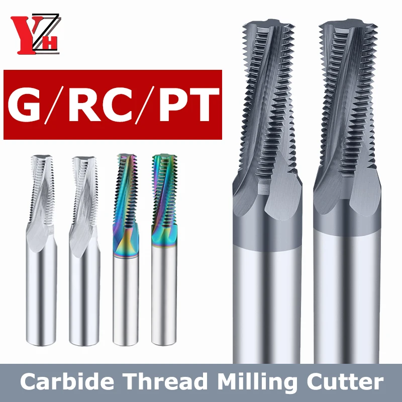 

YZH G / RC / PT Thread Milling Cutter HRC60 Full Tooth Inch Pitch CNC For Steel Aluminum 1/16 1/8 1/4 3/8 1/2 3/4 1/2