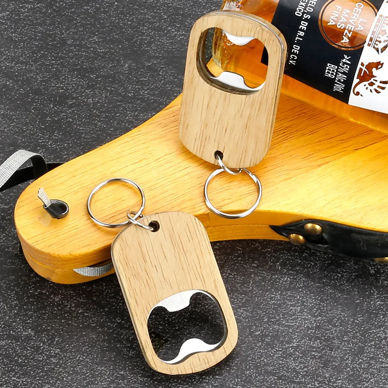 200Pcs/Lot Wooden Openers Key Chain Mountain Deer Bike Anchor Bottle Opener Keychain Wood Gifts Beer Accessories