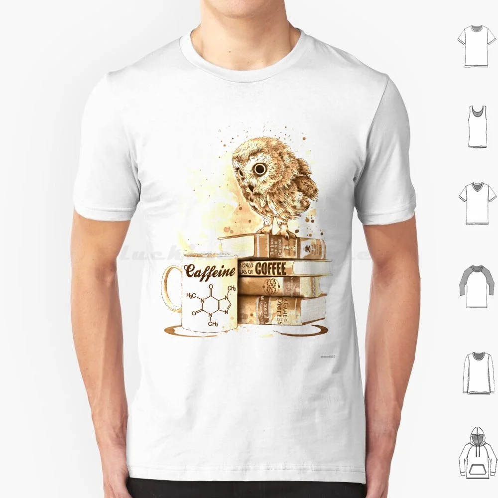 Coffee T Shirt Big Size 100% Cotton Owl Book Books Cup Animals Novel Read Reading The Neverending History Ring Birds Coffee
