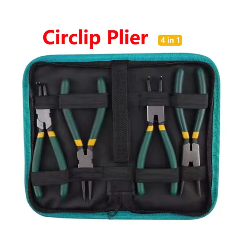 4 in 1 Snap Ring Pliers Set 7'' Internal/External Circlip install uninstall Kits Snap Rings Puller Hand Circlip Plier