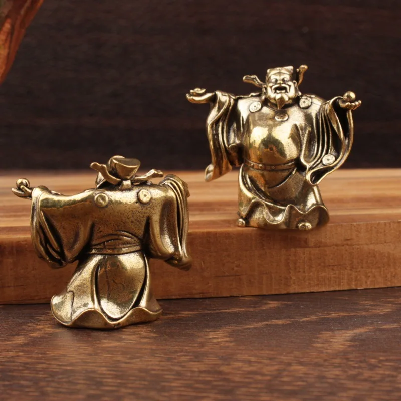 1/2 pieces of brass God of Wealth ornaments, grand God of Wealth ornaments, brass small copper ornaments, Happy Buddha view 2