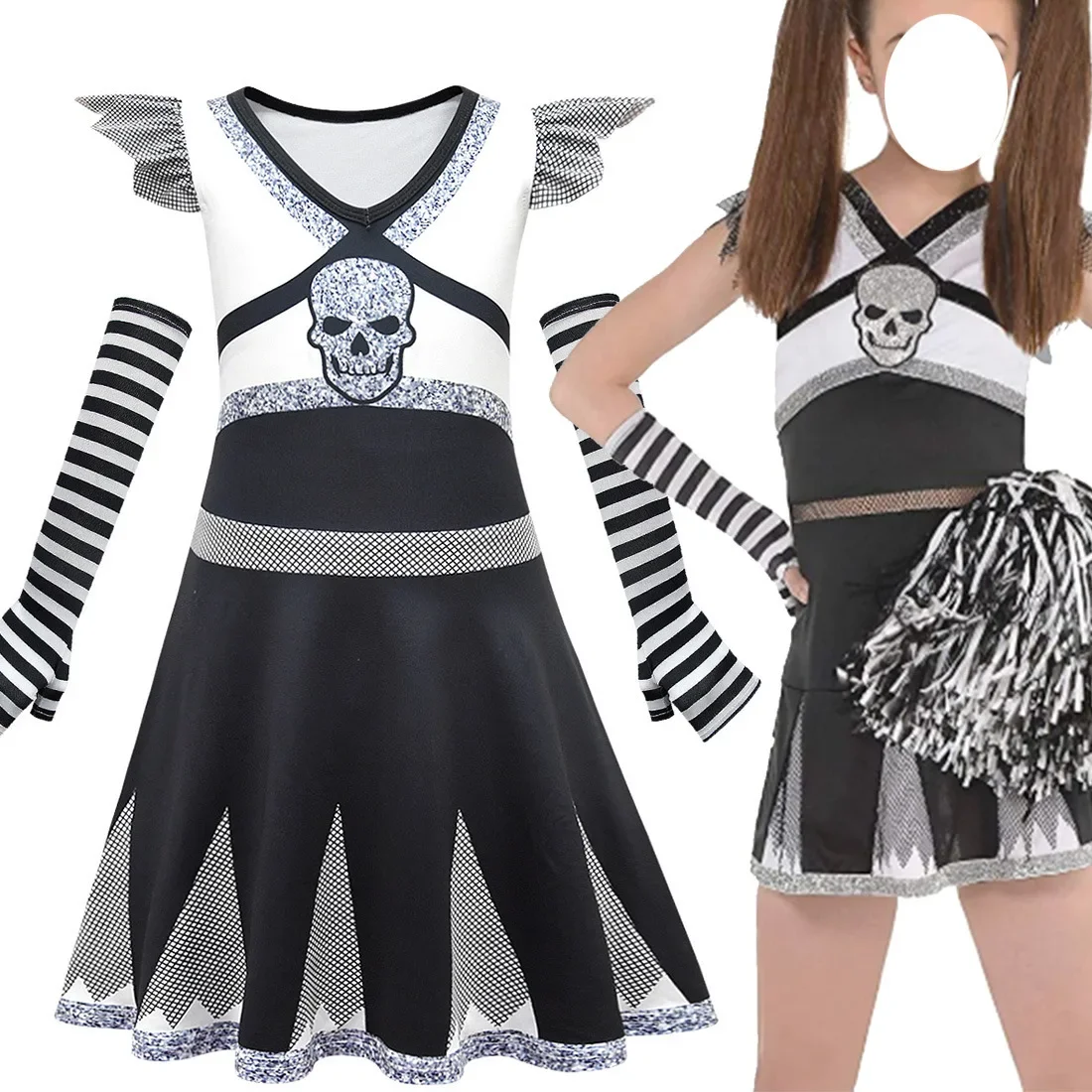 Girls Halloween Zombies Addison Cosplay Costumes Fashion Kids Fancy Princess Dresses Cheerleading Outfits Party Clothing  Sets