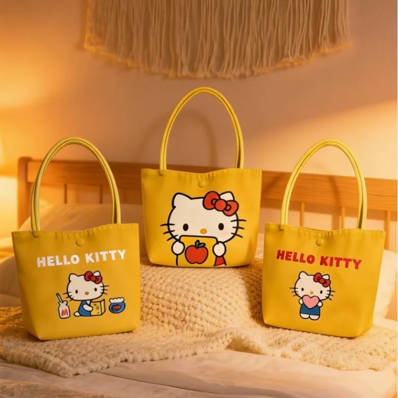 

Hello Kitty Handbag Yellow Large Capacity Versatile High Appearance Anime Portable Outdoor Shopping Fashion Travel Bag Wholesale