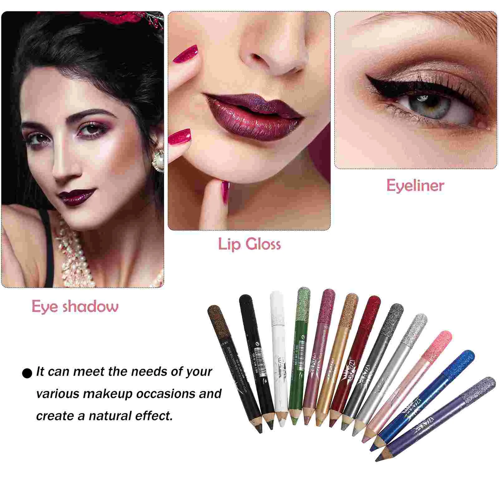12 Pcs Eyeliner Pencil Pearlescent Eyeshadow Girl Makeup Pens Glitter Long-lasting Powder Shimmer Women Cosmetics Stick Useful