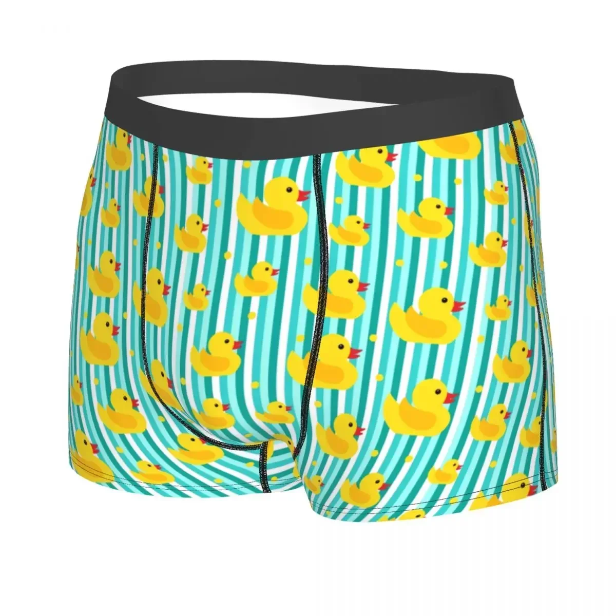 Custom Yellow Ducks Blue Stripes Boxers Shorts Mens Animal Cartoon Briefs Underwear Cool Underpants