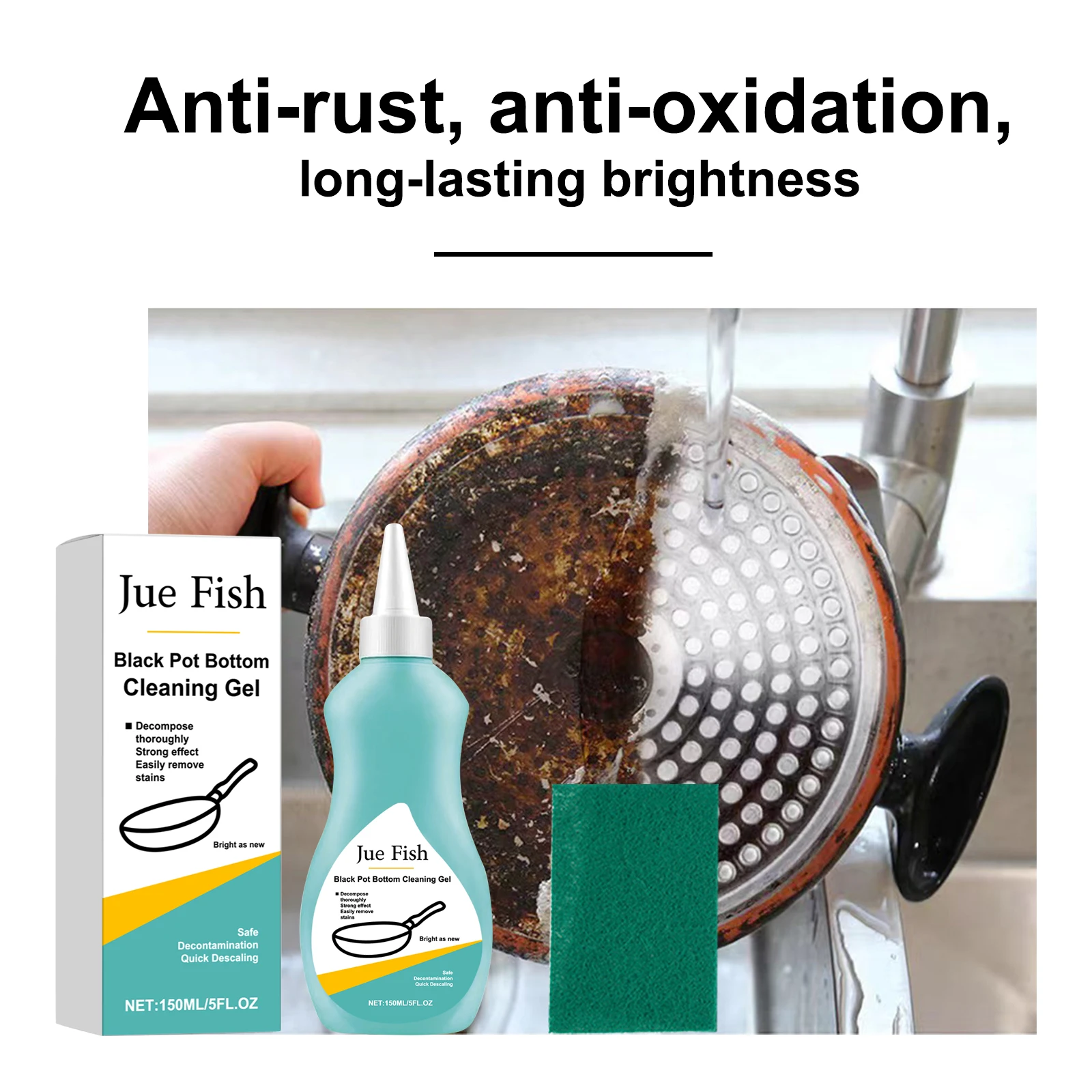 Black Pot Bottom Cleaner Kitchen Pots Bowls KitchenwareOil Stains Gentle Cleaning Rust Removal Easy Cleaning Cleaning Agent150ml