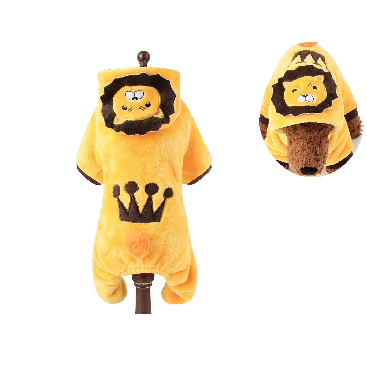 

Dog Lion Costume Small Puppy Clothing Lion Style Hoodie Comfortable Warm Four Feet Pet Jumpsuits for Small Dog
