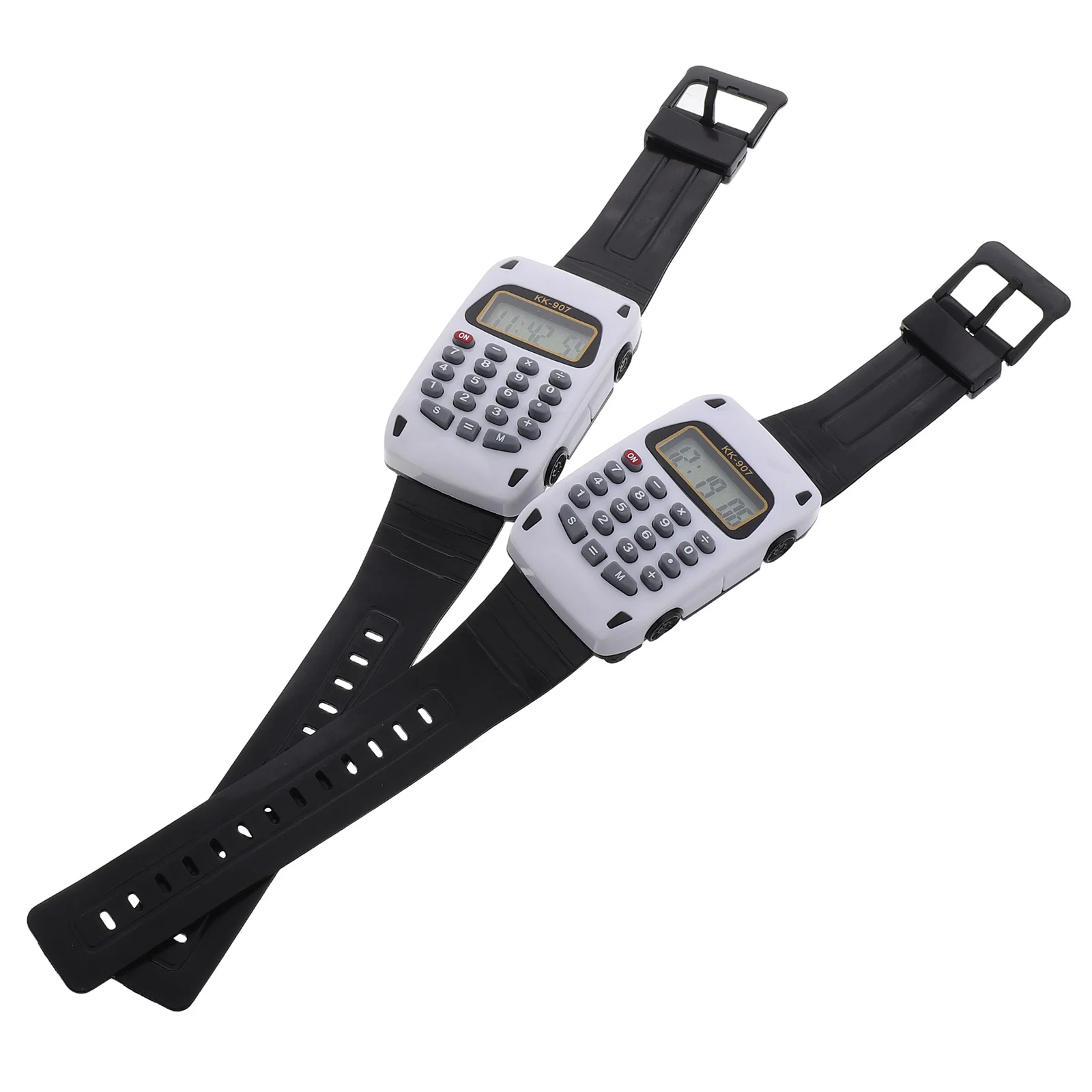 2 stuks multifunctionele kinderrekenmachine horloge digitaal polshorloge draagbaar duidelijk display educatief rekenkundig schooluurwerk