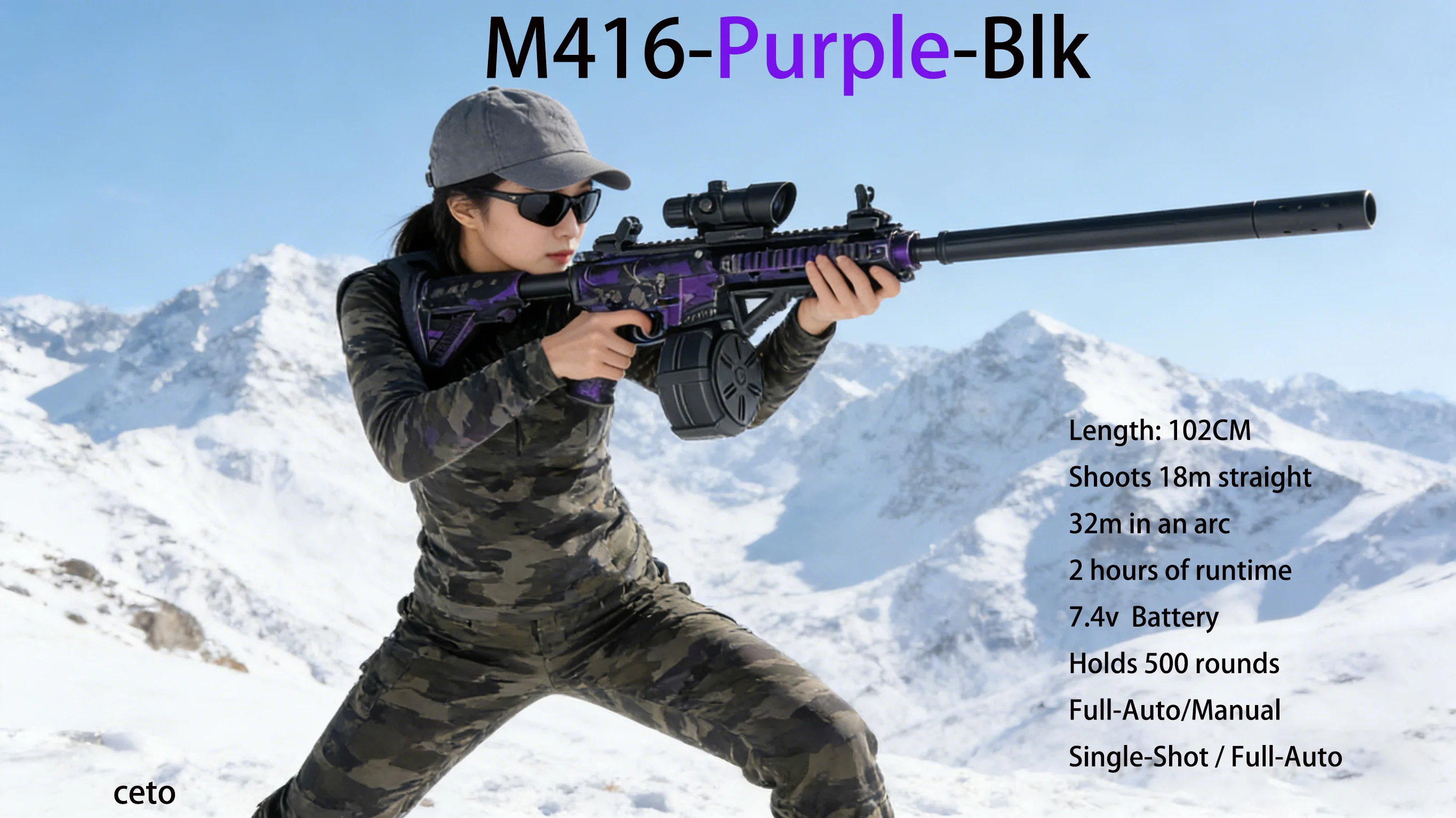 Pro Grade M416 Gel Blasters In Premium Purple Black Auto Electric Long Range Gel Ball Blaster Gun Toy Ultimate Gift For Adults