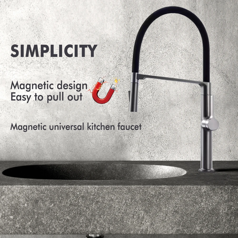 Modern Black Kitchen Faucet Pull Down Sprayer Rubber Mixer Desk Mounted 2 Ways Sprayer Head Taps Hot And Cold Water faucet