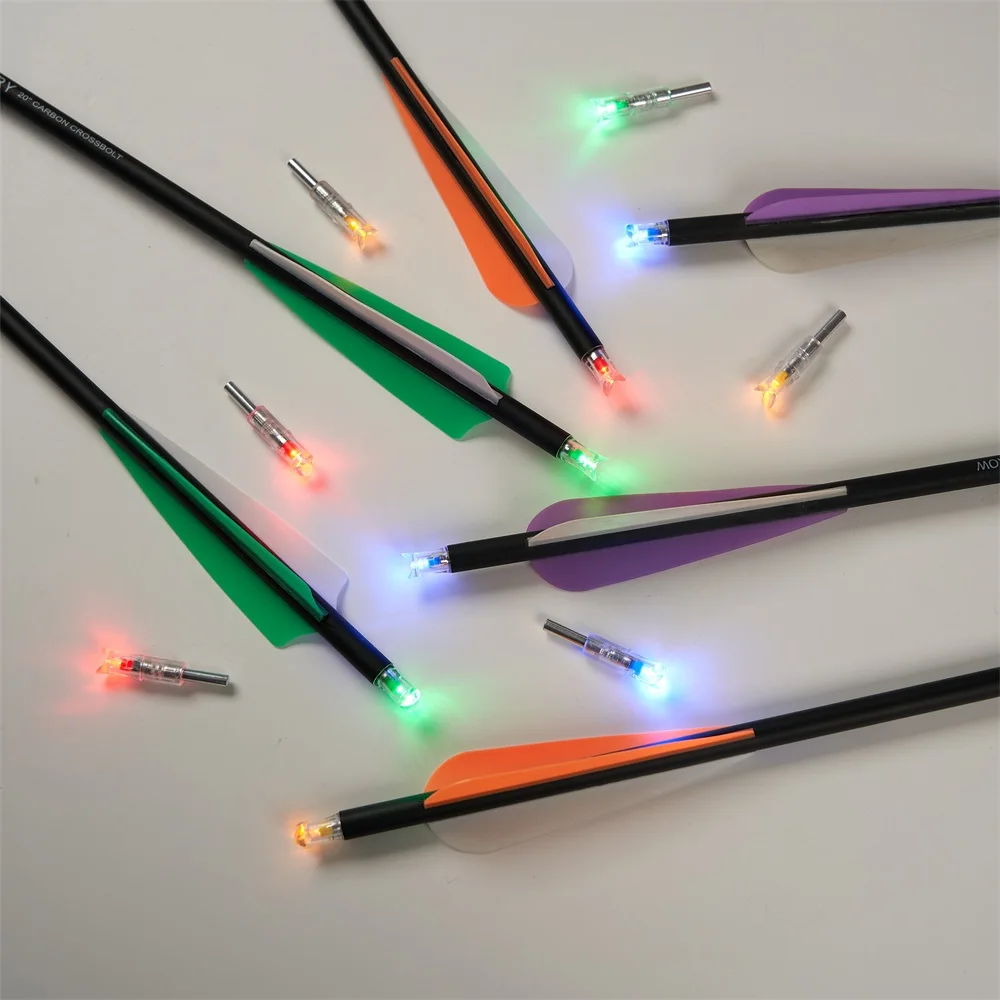3 PCS Lighted Nocks Universal Fit for crossbow arrow with Inner Diameter 7.6mm Light Up Nocks with ON/Off Switch for Hunting