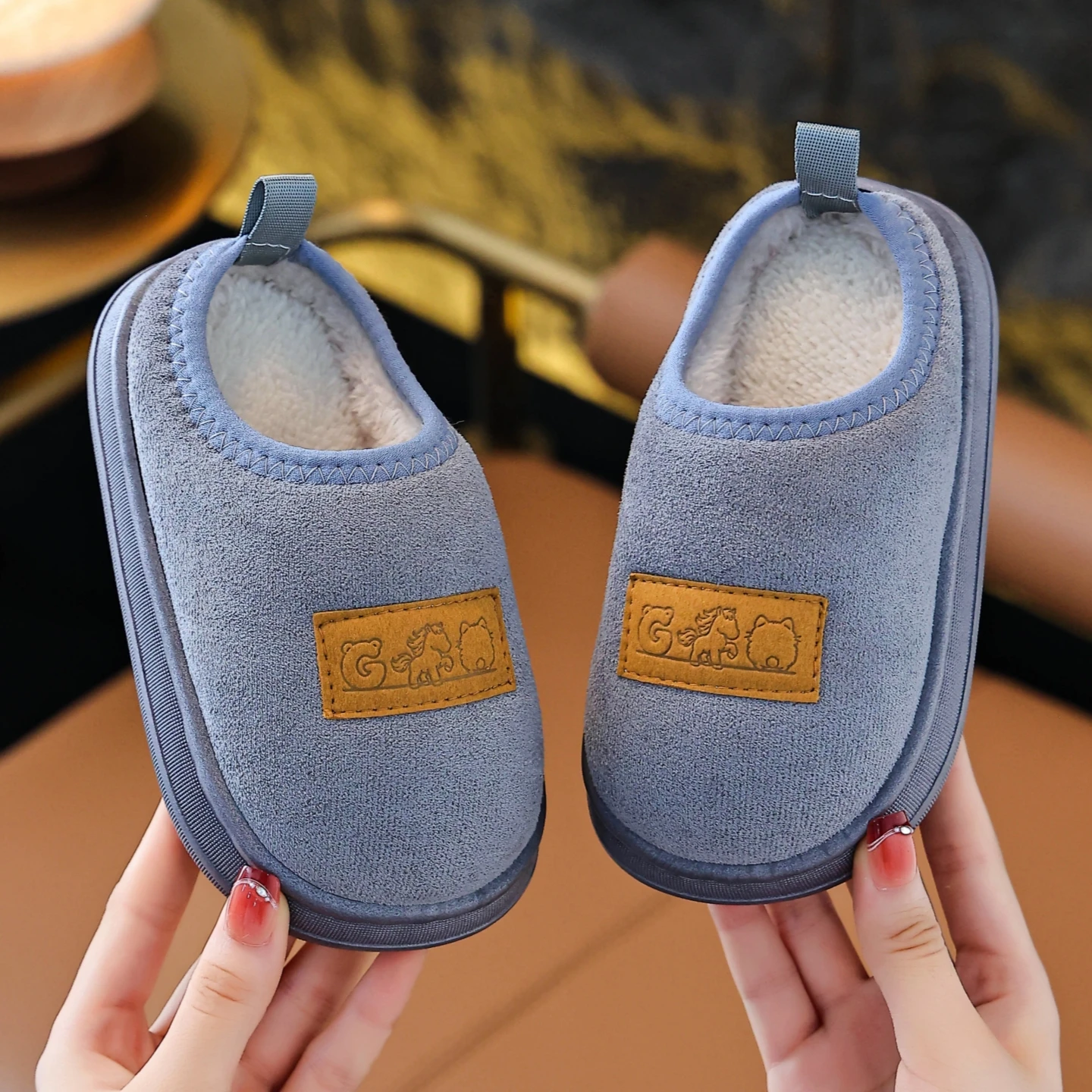 Boys & Girls Winter House Shoes, Kids Simple Casual Comfortable Student Indoor Home Furry Slippers