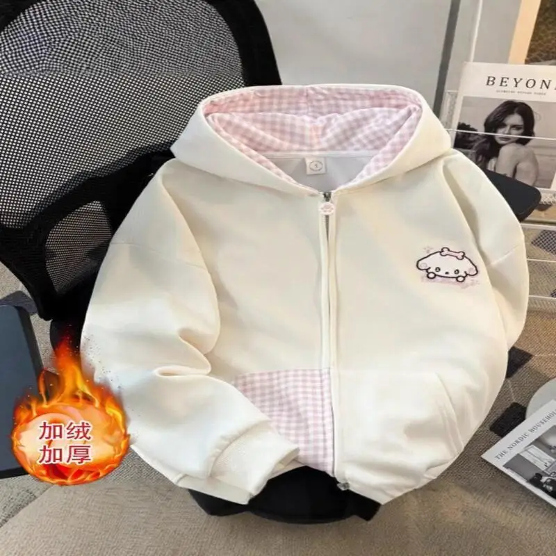 

Зимнее пальто для девочек из плотного бархата и куртки с цветными блоками, новая модель 2025 года, стильный цельный кардиган, свитшот для девочек