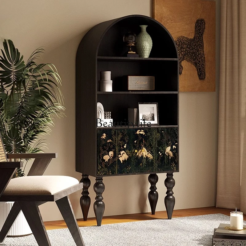 

French medieval crane solid wood living room bookcase integrated storage locker household