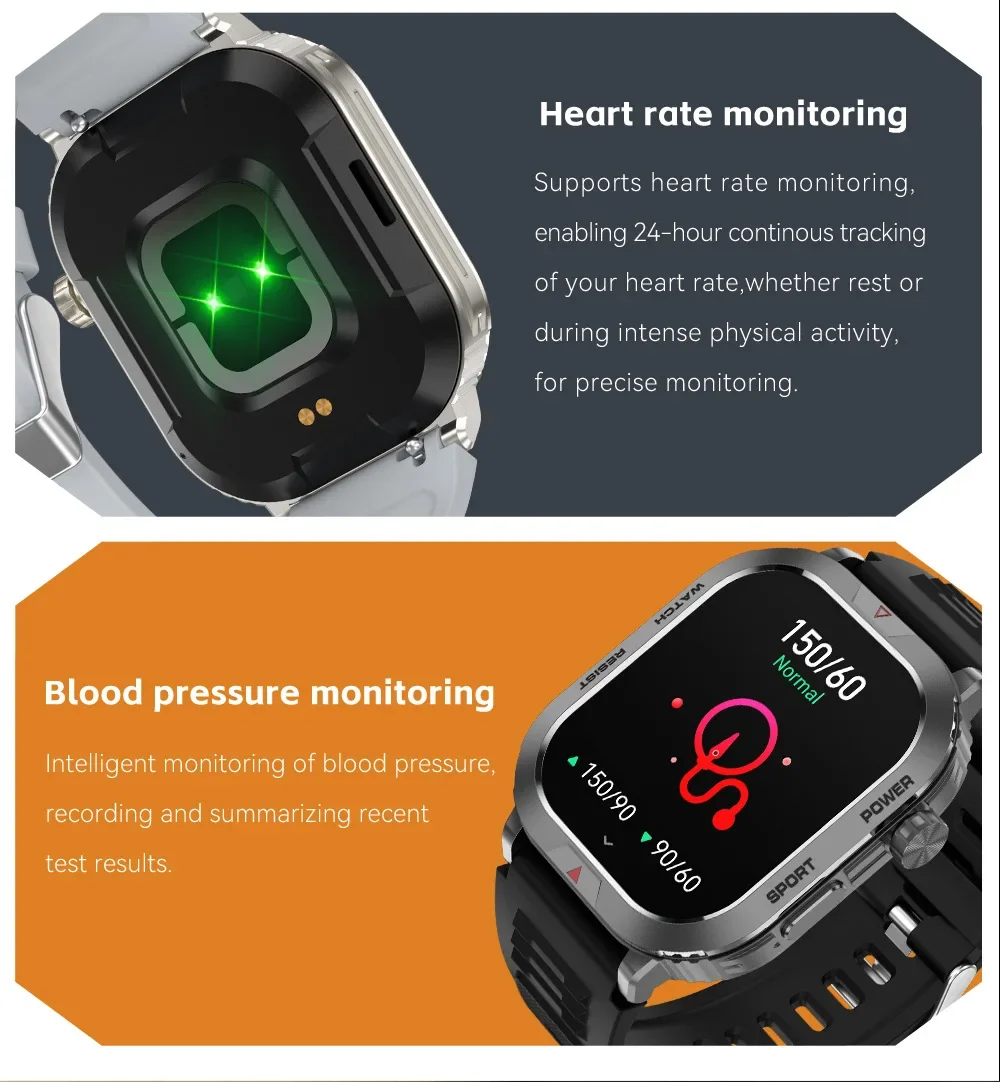 Gaines ZW66 Smart Watch 2.01inch Large HD Screen Bluetooth Calling AI Voice Health Monitoring Men Outdoor Sports Smartwatch