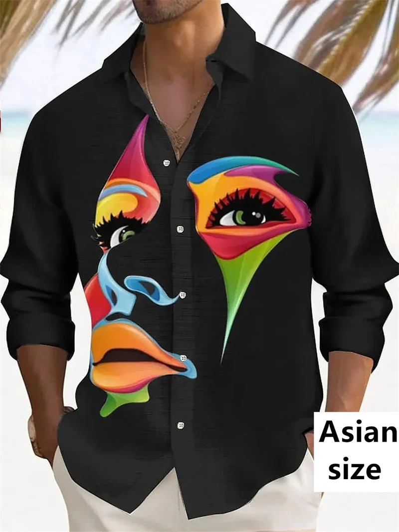 Men's Shirt 3D Printed Fashion Pattern Shirt Men's Hawaii Summer Long Sleeve Outdoor Vacation Leisure Button Up Unisex Blouse