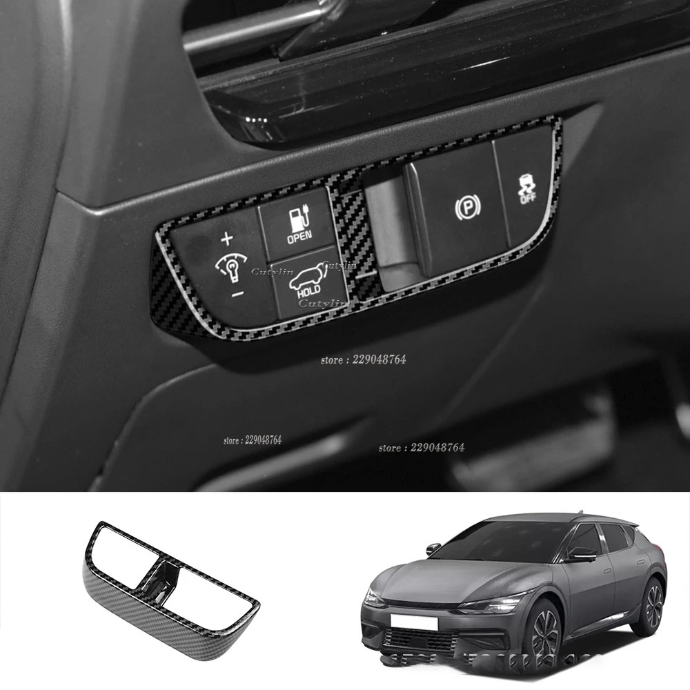 RHD for KIA EV6 GT Line 2021 2022 2023 Carbon Fiber Center Console Gear Shift Trim Water Cup Holder Decoration Cover Accessories