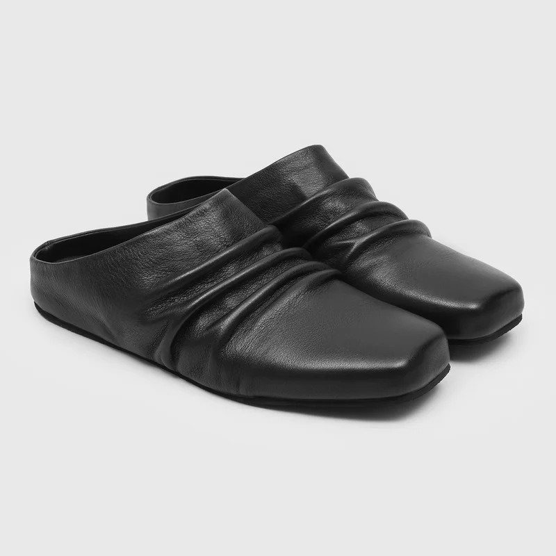 Plus Size 45 46 Slip-on Mules Casual Shoes Loafers Slippers Men Half-back Shoes for Man Leather Sneakers Backless Slides Sandals