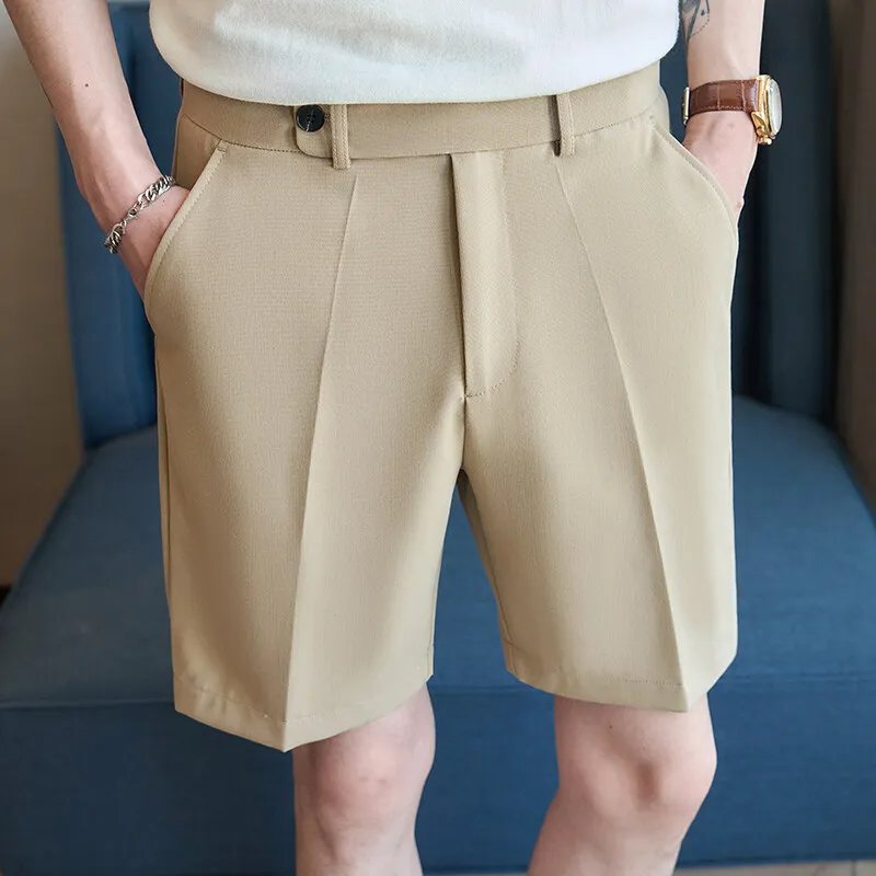 

Летние мужские шорты, модные повседневные шорты-бермуды, черные, бежевые, хаки, прямые короткие костюмные брюки, качественная мужская нижняя одежда