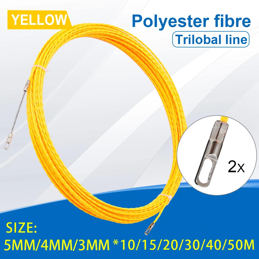 Fish Tape Fiberglass 3mm 10/15/20/30/40/50M Wire Pulling Rodder‑Electrician Conduit Cable Wiring Guide Puller Accessory Tool