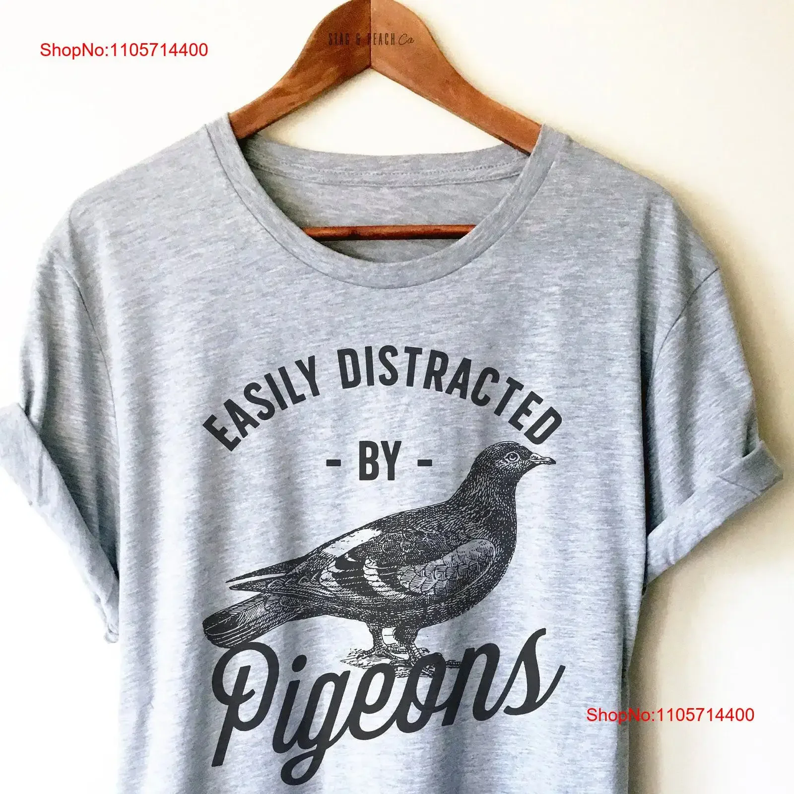 Easily Distracted By Pigeons T Shirt Bird Lover Pigeon Keeper Fancier Watching Sporting vintage Washed Top For Everyday Wear