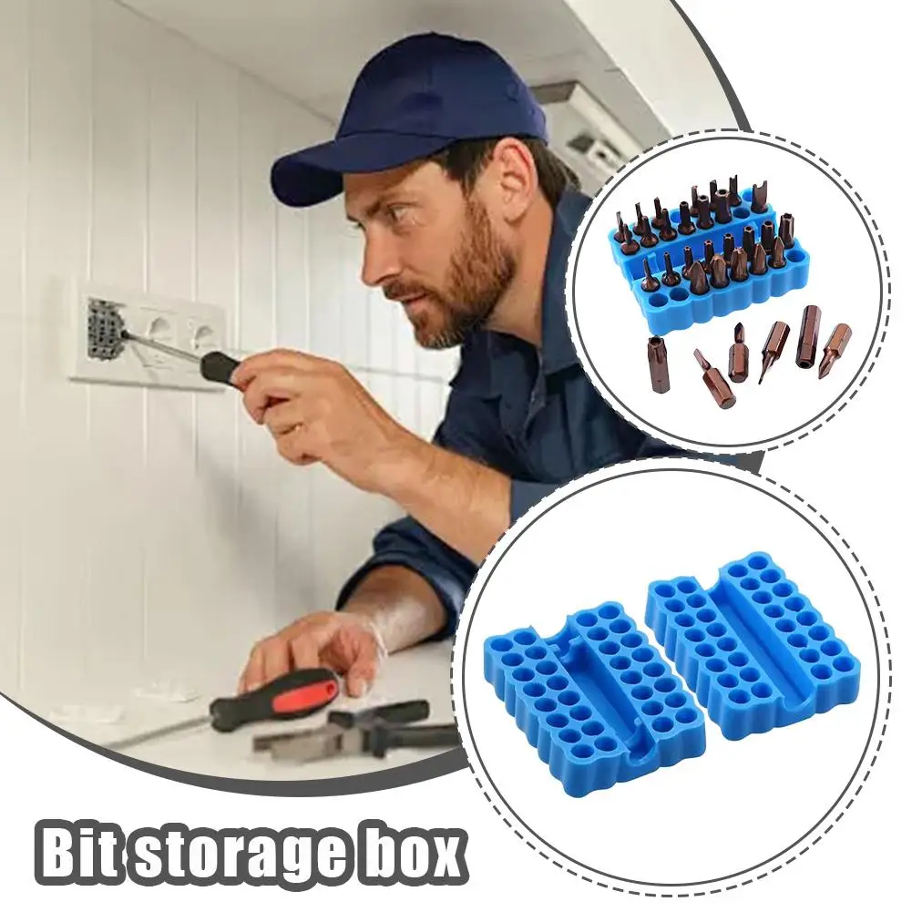 2/4/6/8/10 Piece 32 Holes Hex Shank Screwdriver Bits Holder Compact Size Portable Bits Rack Soft Silicone Storage Tray Organizer