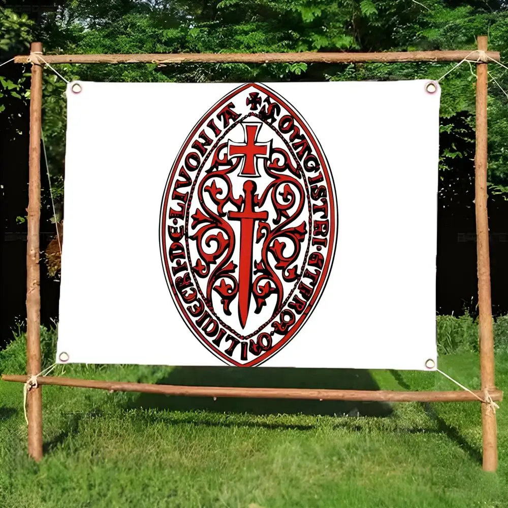 knight flag L-Livonian Brothers of the Sword Flags Daily four ring borderless design indoor outdoor decor easy hang install