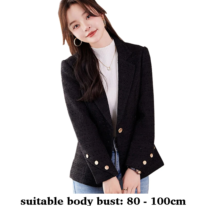 

High quality women woolen slim blazer long sleeve jacket one button autumn winter 2025 elegant office clothes black white pink