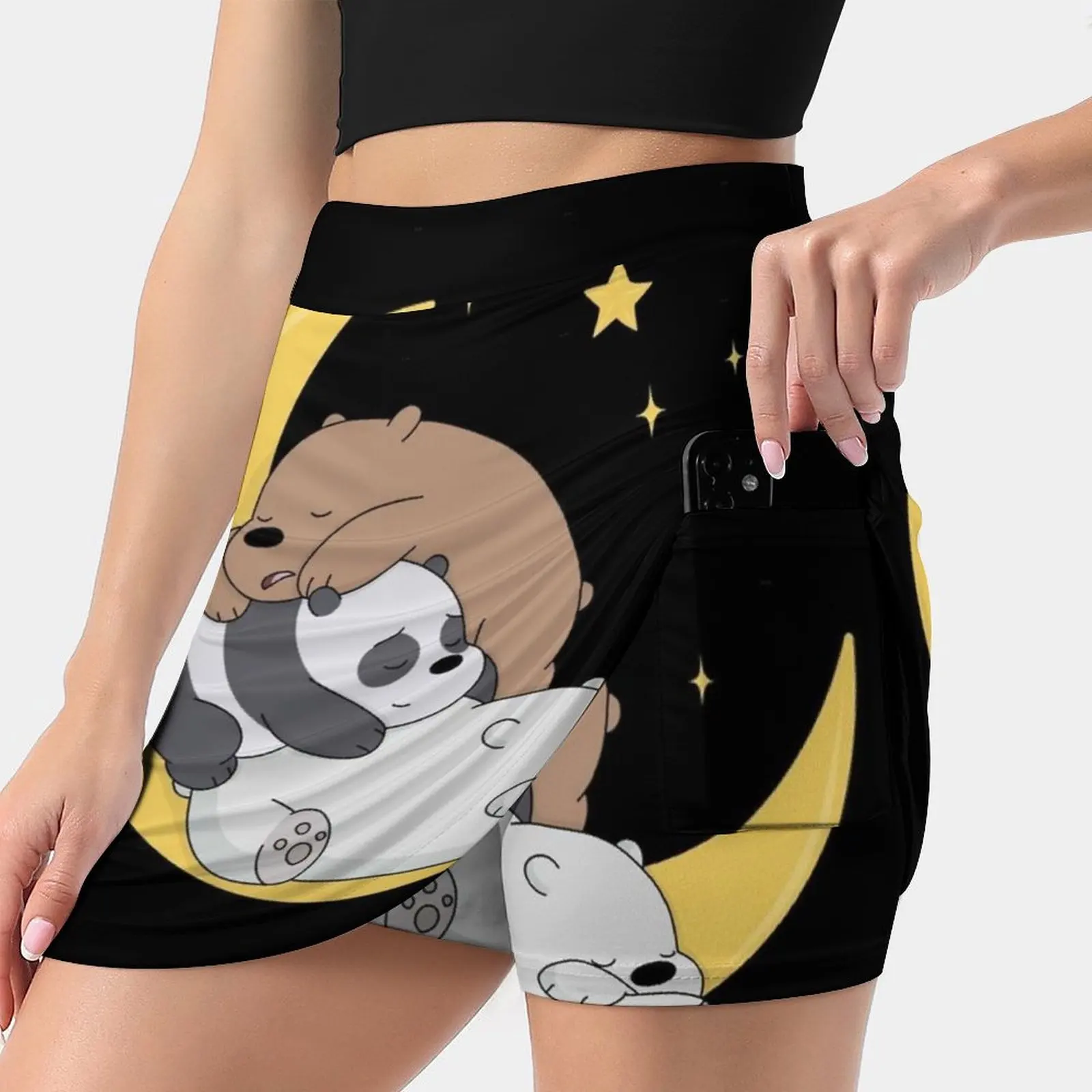 Korean Fashion Skirt Summer Skirts For Women Light Proof Trouser Skirt Cartoon Grizzly Panda Ice Bear The Three Bears Cartoon