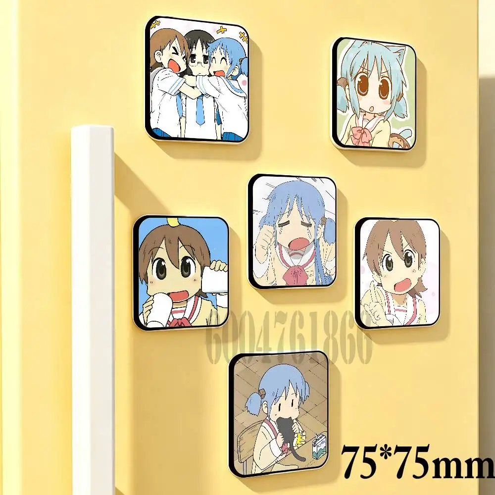 N-Nichijou Mio Yuuko 75mm Square Fridge Magnet Cute Refrigerator Magnet Office Cabinet & Home Kitchen Decoration Gift