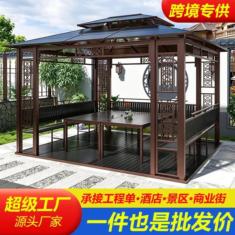 For Outdoor Gazebo Wooden Pavilion Courtyard Farmhouse Leisure Tent Villa Shading Garden Music Finished House Shed