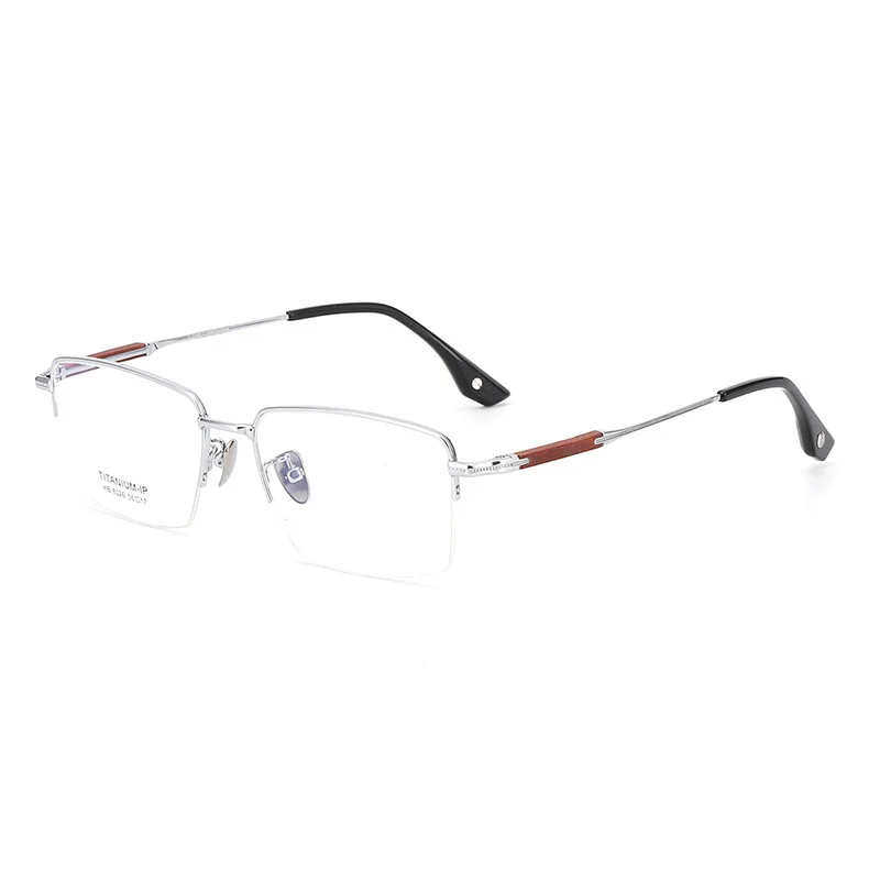 نظارات ALICIA الفاخرة ذات الإطار المربع بنصف إطار من التيتانيوم النقي، نظارات طبية بصرية للأعمال للرجال والنساء