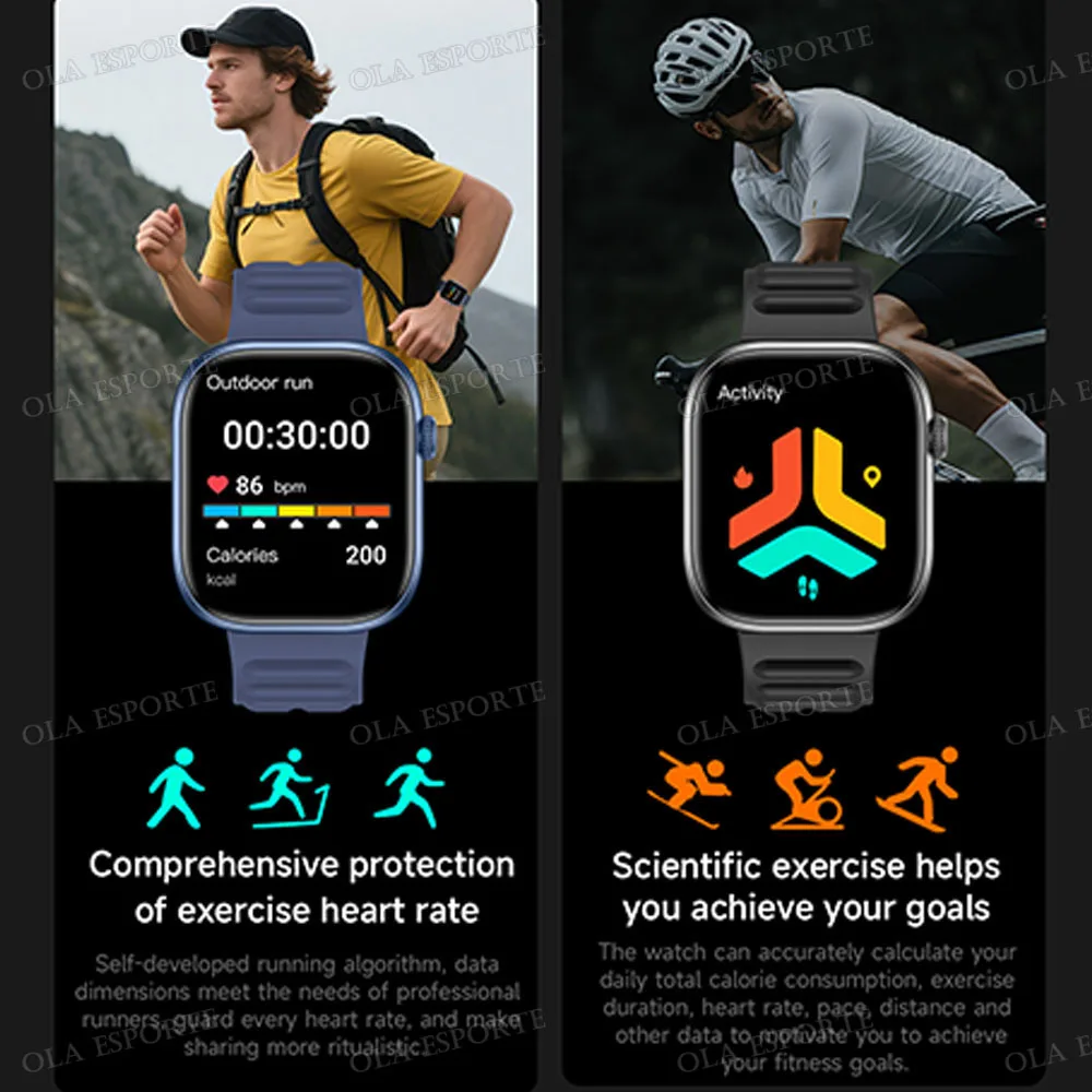 ساعة ذكية للرجال بشاشة AMOLED مقاس 1.83 بوصة، إشعارات رسائل مكالمة بلوتوث، معاينة توقعات الطقس، مراقبة الصحة، ساعة ذكية للنساء