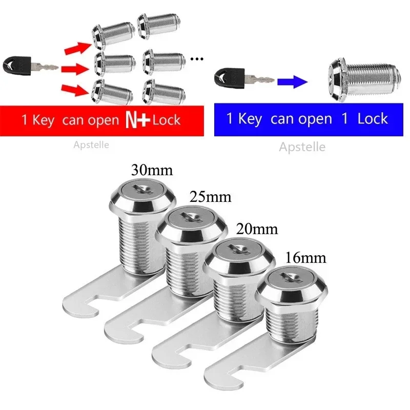 Same key 16/20/25/30mm Drawer Locks With 2 Keys Lock Furniture Hardware Door Cabinet Lock For Office Desk Letter Box Cam Locks