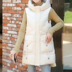 Womens Long Vest Down Jacket Cotton Padded Puffer Lightweight Down Coat Korean Fashion Clothes Winter Autumn Women'S Clothing