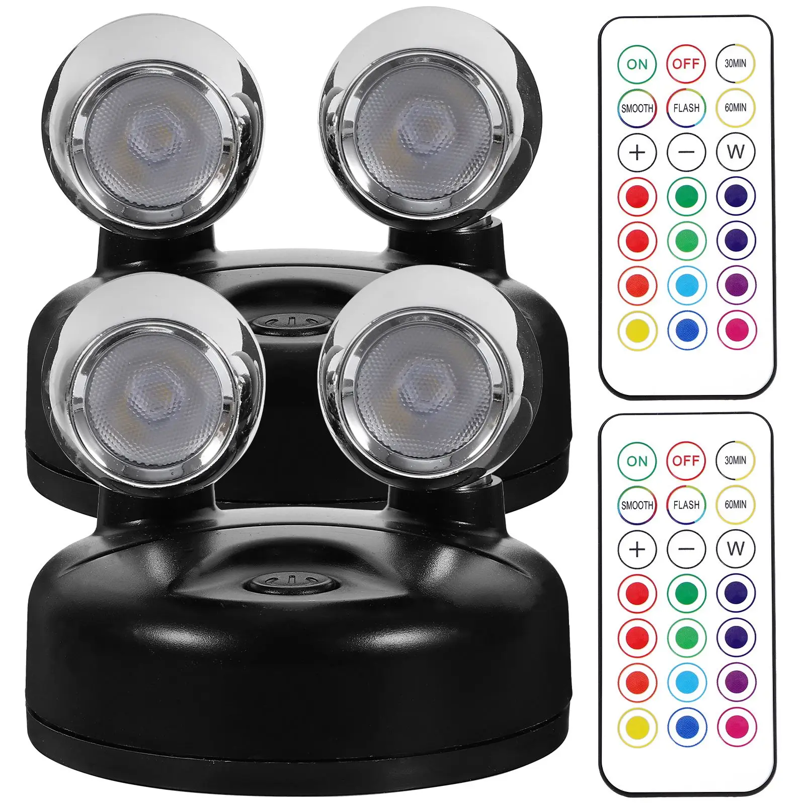 

2pcs LED 13Colors Remote Control Adjustable Closet Cabinet Lighting Mini Powered Spotlight Indoor Accent