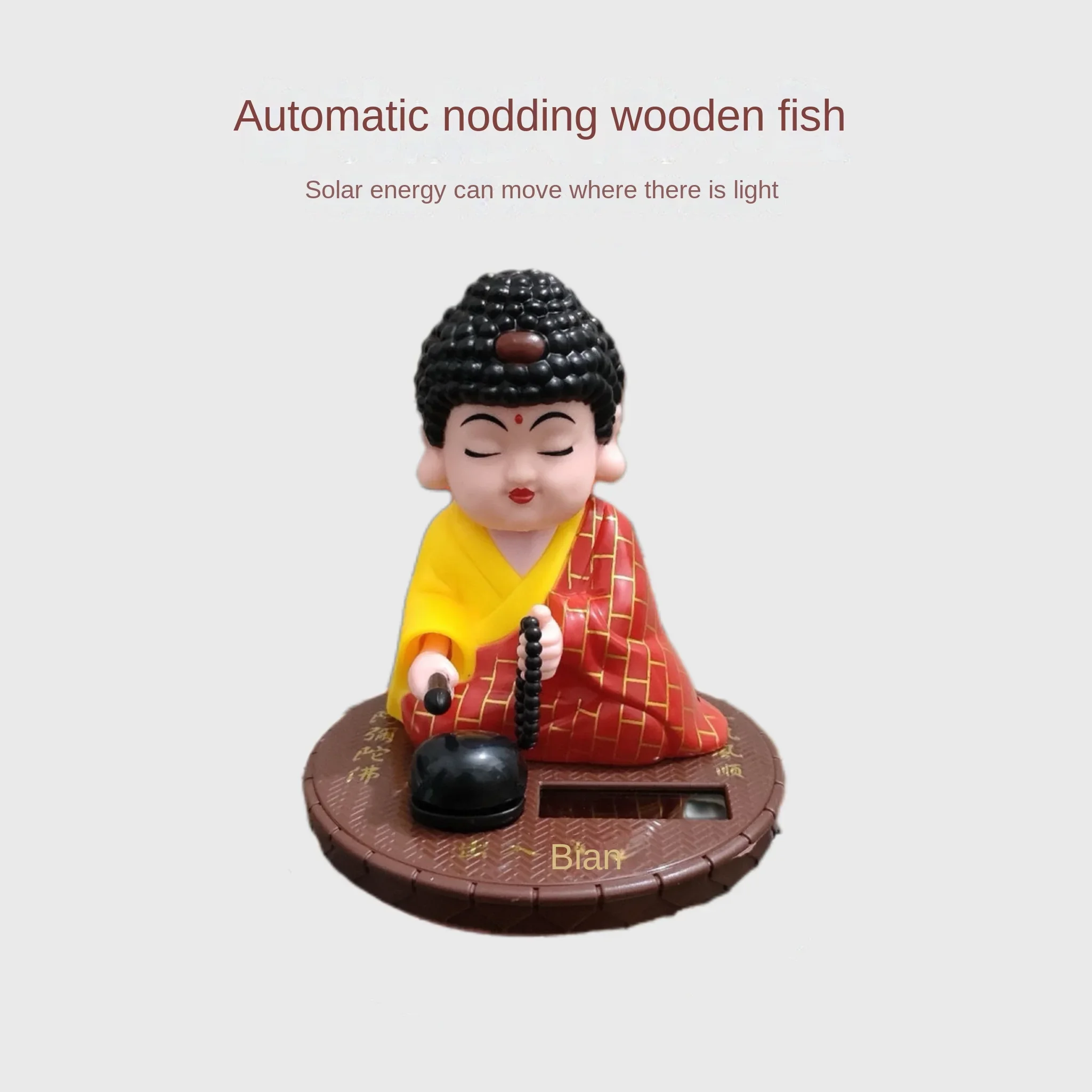 Car solar energy to nod and knock wood fish figure Zen home buddista hall soggiorno little sami creative car decoration supp