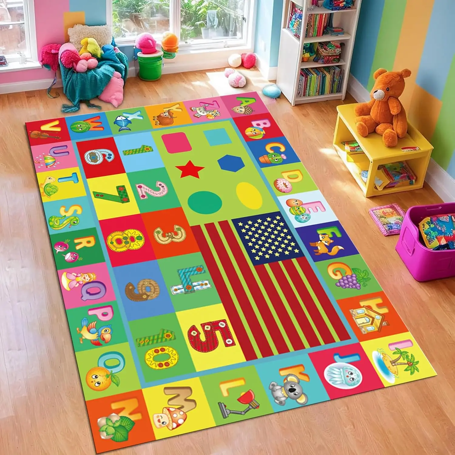 

Коврик для детской комнаты ABC раннего образования, коврик для классной комнаты, детский домашний ковер, противоскользящий обучающий пол с цифровыми геометрическими животными