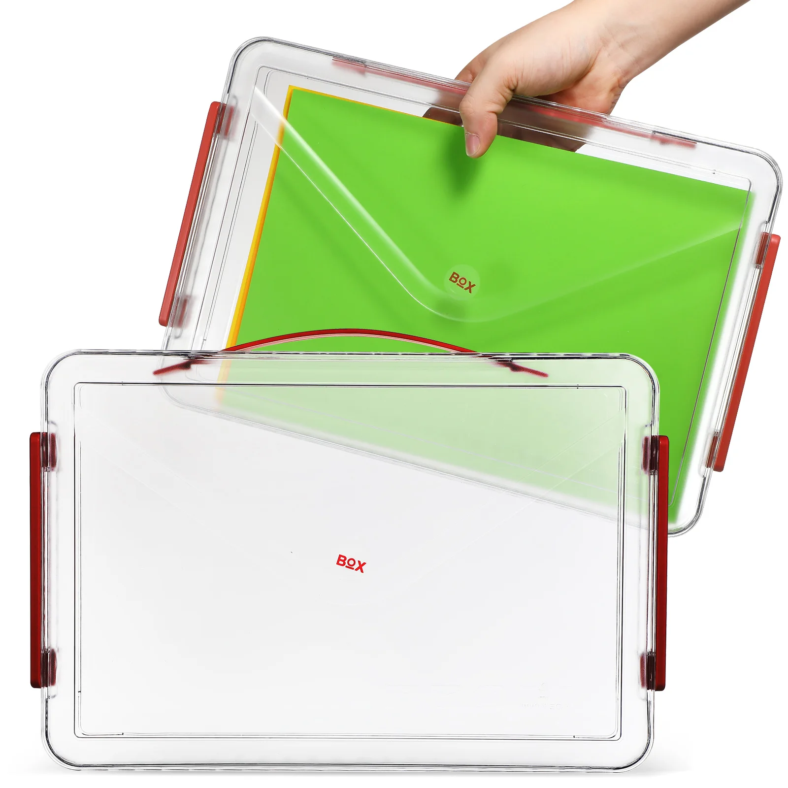 

2 Pcs Transparent Plastic File Box Craft Containers for Organizing Classroom Art Storage Small Bins with Lids
