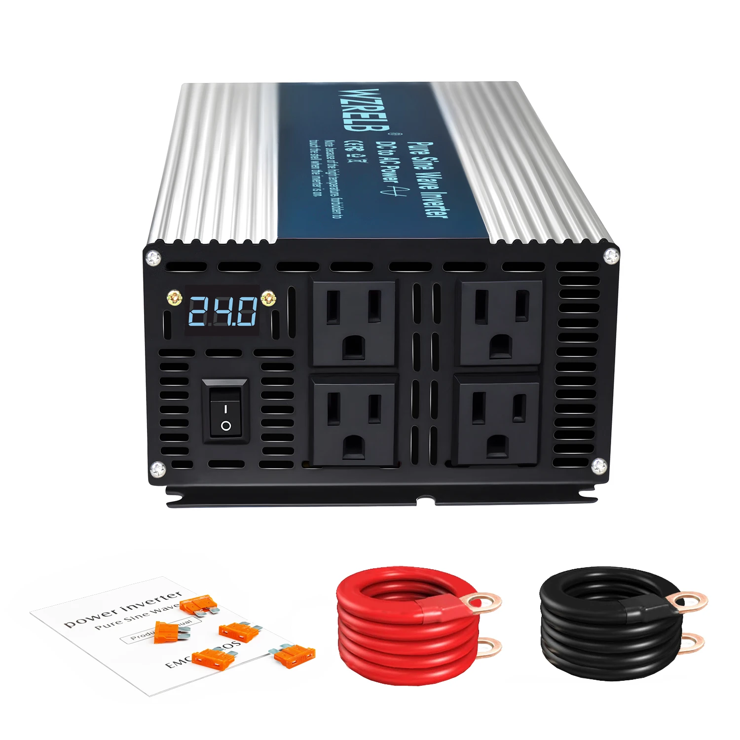 12V/24V to 120V/220V 1500W LCD Pure Sine Wave Inverter Battery 36V 48V DC to 110V 120V 230V 240V AC Off Grid Power LCD Converter