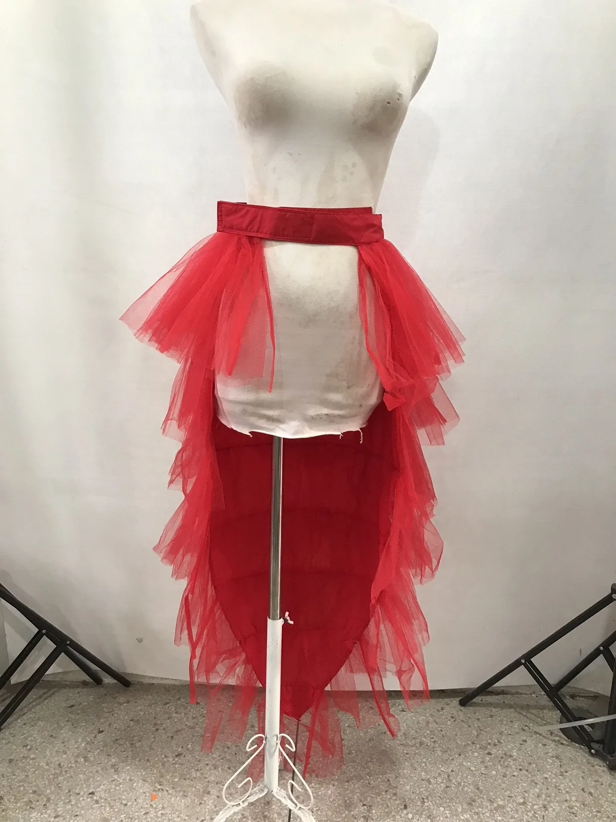 Bar club nocturno bailarina de Jazz ropa para el escenario DJ cantante Sexy disfraz de Gogo rojo negro gasa falda larga acampanada cola de malla