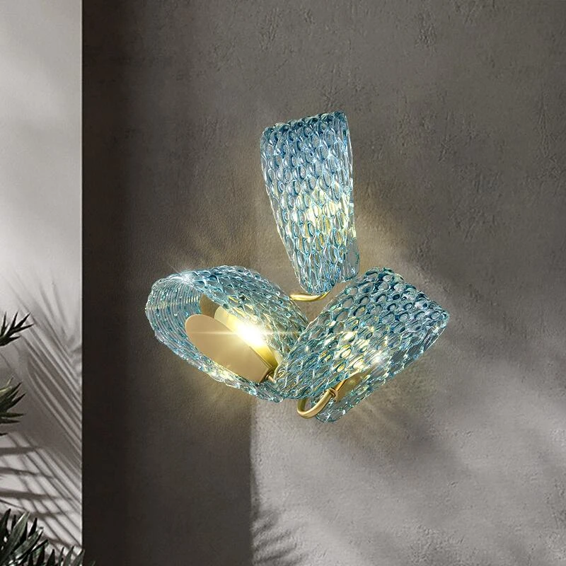 

Modern Crystal Wall Sconce decorates the living room with luxury bedroom lighting blue LED glass lights