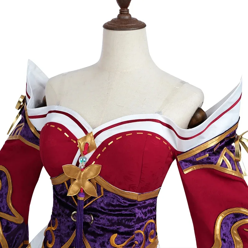 Juego ROLECOS LOL zorro de nueve colas Ahri disfraz de Cosplay Ahri peluca de Cosplay juego LOL Ahri disfraz mujer vestido rojo conjunto completo