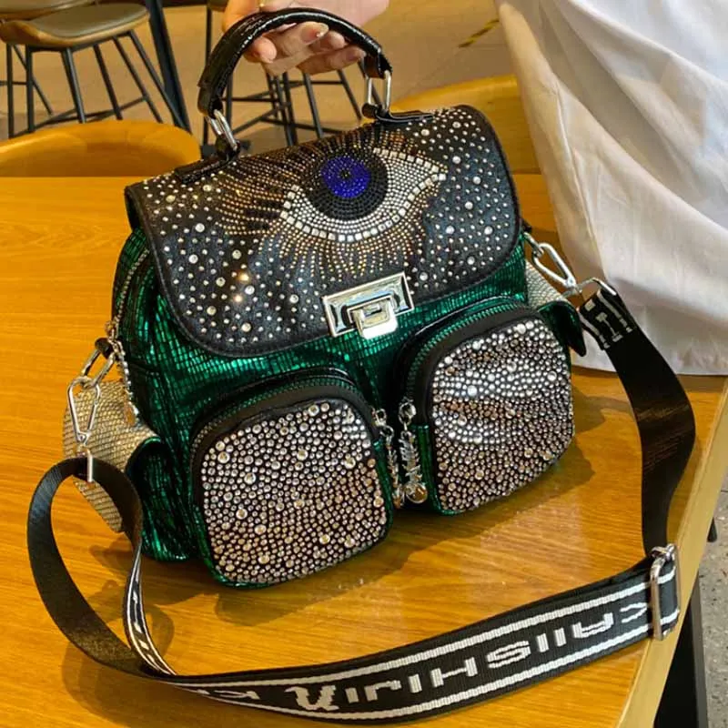 Moda damska plecak duża pojemność torba podróżna diament PU skórzane plecaki dziewczęcy tornister nowa luksusowa marka Mochilas