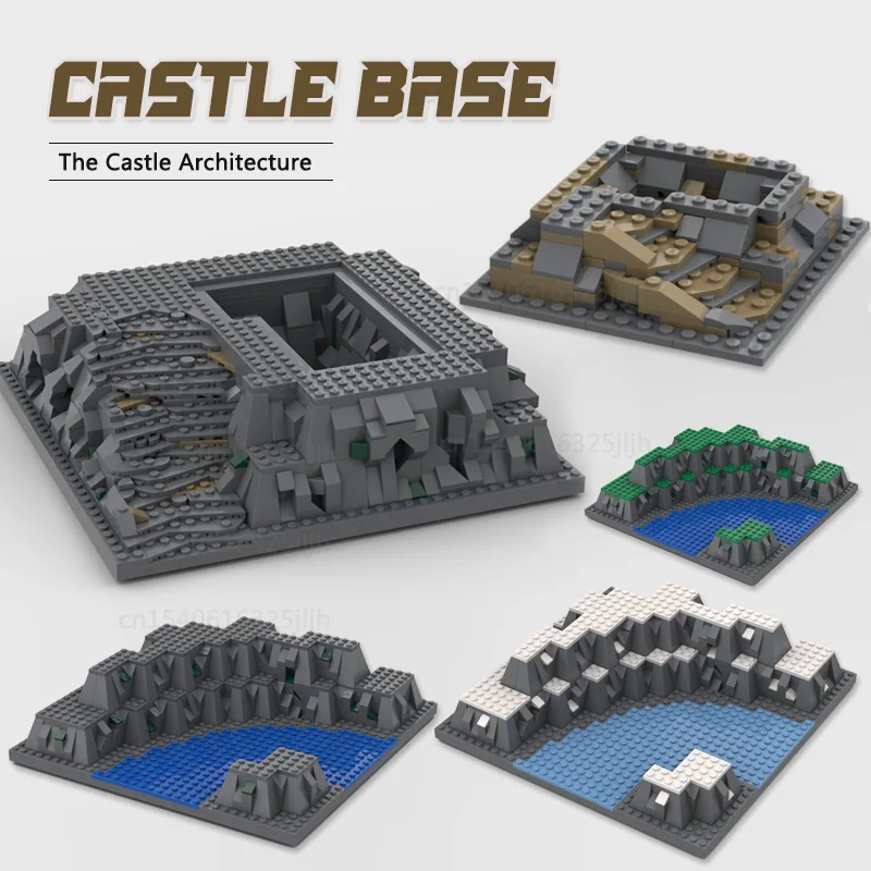 Moc blocos de construção 3d base tecnologia tijolos placa base levantada para conjuntos castelo com rio criativo modelo exibição brinquedos presentes